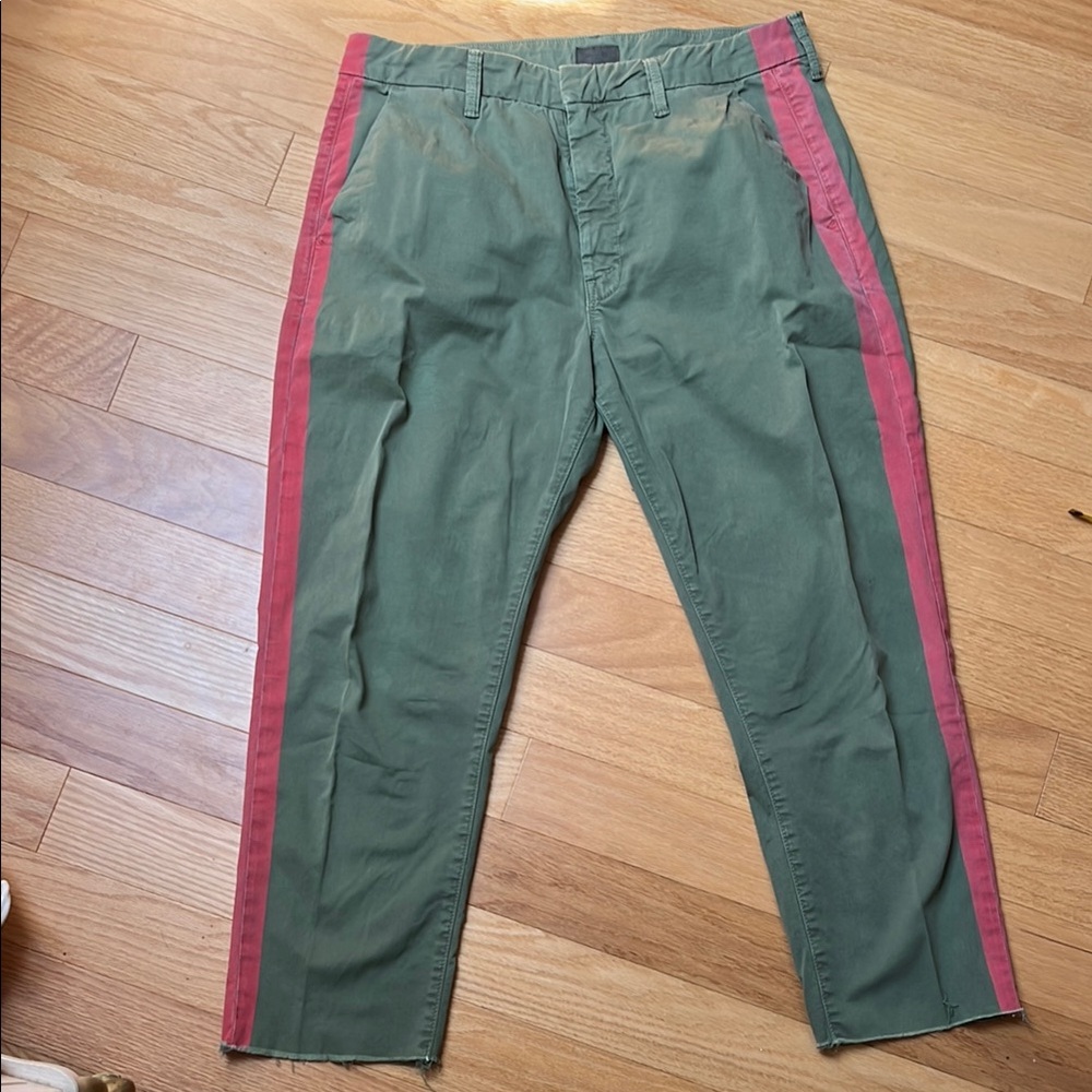 MOTHER Green and Pink Chinos with Sporty Side Stripe